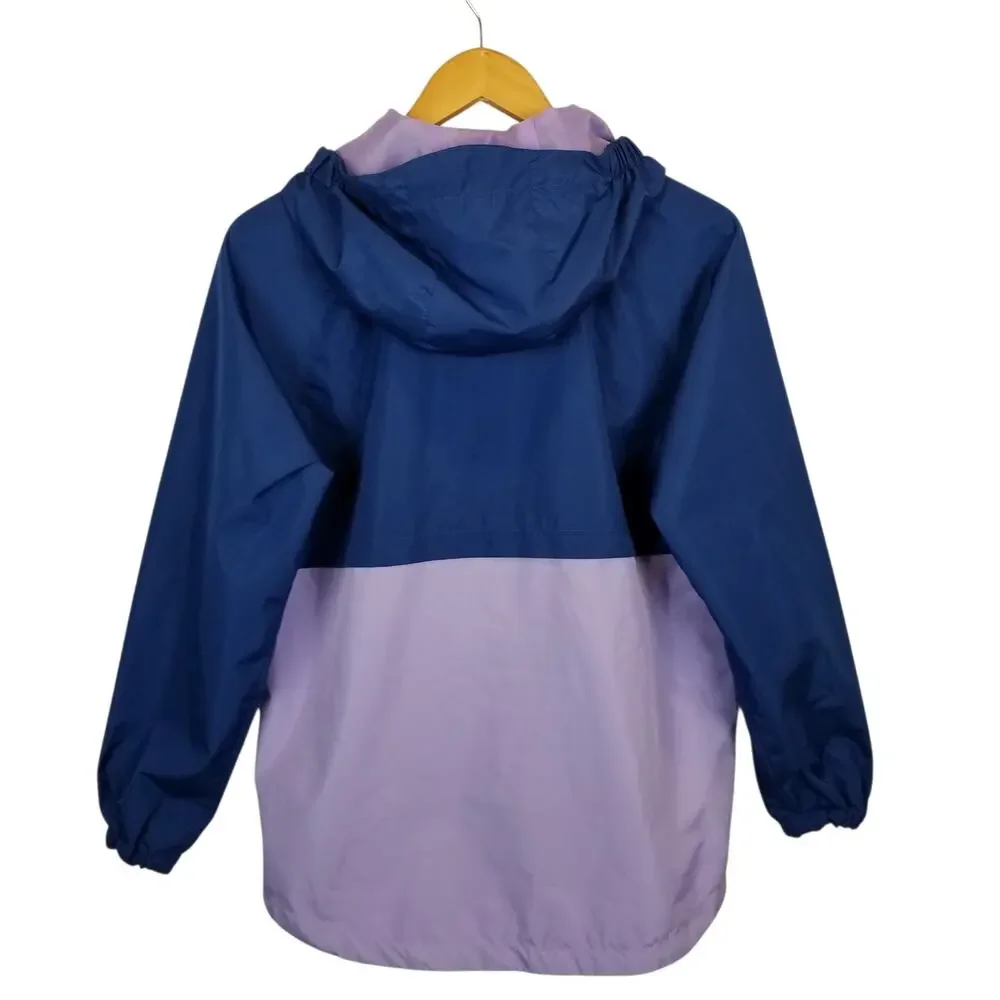Eddie Bauer Girls Youth Kids Hooded Lightweight Jacket Navy Blue Purple Large